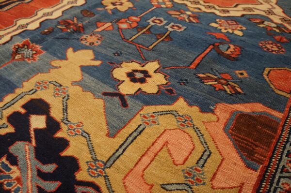 Antique n. W. Persian bakhshaiesh carpet 10'8"×16'10" blue & red, hand-knotted wool, 1880s - detail view 9