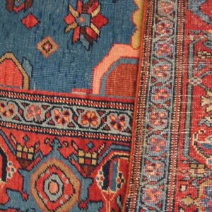 Antique N.W. Persian Bakhshaiesh Carpet 10'8"×16'10" Blue & Red, Hand-Knotted Wool, 1880s - detail view 6
