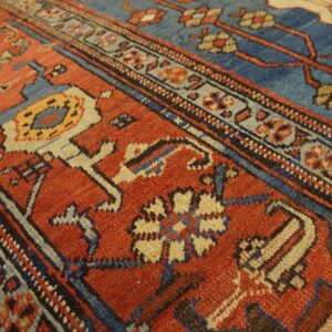 Antique N.W. Persian Bakhshaiesh Carpet 10'8"×16'10" Blue & Red, Hand-Knotted Wool, 1880s - detail view 8