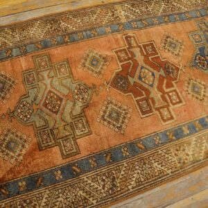 Antique N.W. Persian Karajeh Runner 2'10"Ã—17'10" Salmon & Ivory Long Format, Circa 1920 - detail view 9