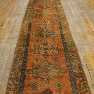 Antique N.W. Persian Karajeh Runner 2'10"Ã—17'10" Salmon & Ivory Long Format, Circa 1920 - detail view 11