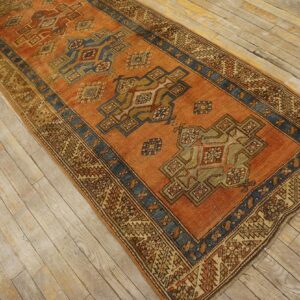 Antique N.W. Persian Karajeh Runner 2'10"Ã—17'10" Salmon & Ivory Long Format, Circa 1920 - detail view 12