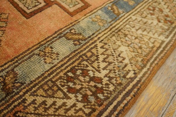 Antique n. W. Persian karajeh runner 2'10"ã—17'10" salmon & ivory long format, circa 1920 - detail view 13
