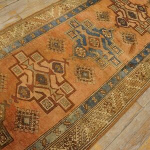 Antique N.W. Persian Karajeh Runner 2'10"Ã—17'10" Salmon & Ivory Long Format, Circa 1920 - detail view 14