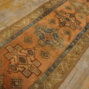 Antique N.W. Persian Karajeh Runner 2'10"Ã—17'10" Salmon & Ivory Long Format, Circa 1920 - detail view 15