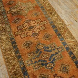 Antique N.W. Persian Karajeh Runner 2'10"Ã—17'10" Salmon & Ivory Long Format, Circa 1920 - detail view 16