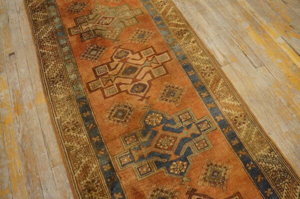 Antique n. W. Persian karajeh runner 2'10"ã—17'10" salmon & ivory long format, circa 1920 - detail view 16