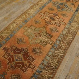 Antique N.W. Persian Karajeh Runner 2'10"Ã—17'10" Salmon & Ivory Long Format, Circa 1920 - detail view 17