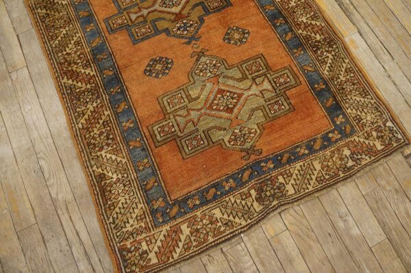 Antique n. W. Persian karajeh runner 2'10"ã—17'10" salmon & ivory long format, circa 1920 - detail view 18