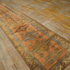 Antique N.W. Persian Karajeh Runner 2'10"Ã—17'10" Salmon & Ivory Long Format, Circa 1920 - detail view 1