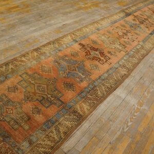 Antique N.W. Persian Karajeh Runner 2'10"Ã—17'10" Salmon & Ivory Long Format, Circa 1920 - detail view 2