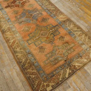 Antique N.W. Persian Karajeh Runner 2'10"Ã—17'10" Salmon & Ivory Long Format, Circa 1920 - detail view 3