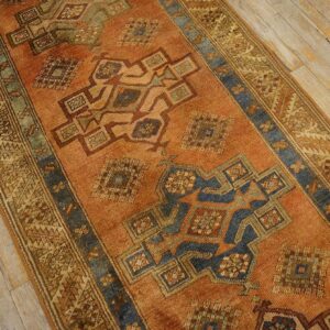 Antique N.W. Persian Karajeh Runner 2'10"Ã—17'10" Salmon & Ivory Long Format, Circa 1920 - detail view 5