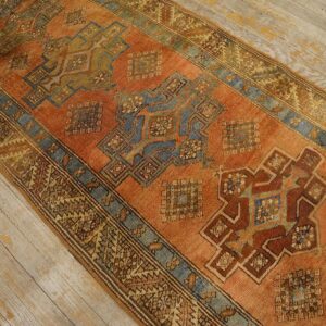 Antique N.W. Persian Karajeh Runner 2'10"Ã—17'10" Salmon & Ivory Long Format, Circa 1920 - detail view 6