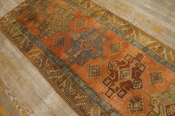 Antique n. W. Persian karajeh runner 2'10"ã—17'10" salmon & ivory long format, circa 1920 - detail view 6