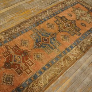 Antique N.W. Persian Karajeh Runner 2'10"Ã—17'10" Salmon & Ivory Long Format, Circa 1920 - detail view 7