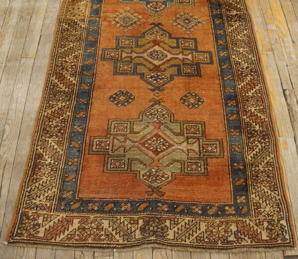 Antique n. W. Persian karajeh runner 2'10"ã—17'10" salmon & ivory long format, circa 1920 - detail view 8