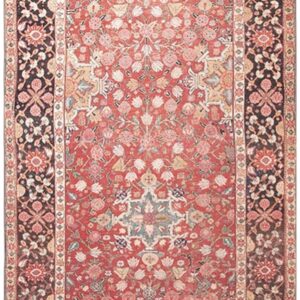 Antique N.W. Persian Rug 6'3"×15'2" Red Geometric, Hand-Knotted Wool, 1890s