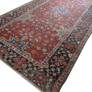 Antique N.W. Persian Rug 6'3"×15'2" Red Geometric, Hand-Knotted Wool, 1890s - detail view 9