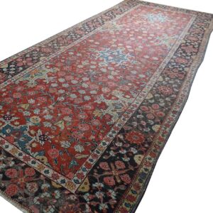 Antique N.W. Persian Rug 6'3"×15'2" Red Geometric, Hand-Knotted Wool, 1890s - detail view 2