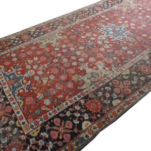 Antique N.W. Persian Rug 6'3"×15'2" Red Geometric, Hand-Knotted Wool, 1890s - detail view 3