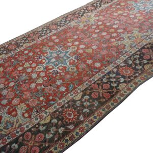 Antique N.W. Persian Rug 6'3"×15'2" Red Geometric, Hand-Knotted Wool, 1890s - detail view 4