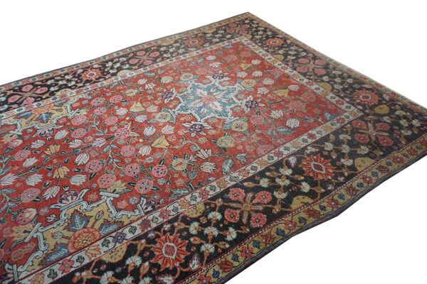 Antique n. W. Persian rug 6'3"×15'2" red geometric, hand-knotted wool, 1890s - detail view 5