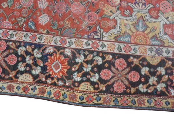 Antique n. W. Persian rug 6'3"×15'2" red geometric, hand-knotted wool, 1890s - detail view 6
