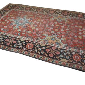 Antique N.W. Persian Rug 6'3"×15'2" Red Geometric, Hand-Knotted Wool, 1890s - detail view 7