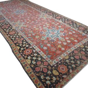 Antique N.W. Persian Rug 6'3"×15'2" Red Geometric, Hand-Knotted Wool, 1890s - detail view 8