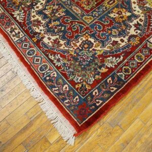 Antique Persian Bakhtiari Carpet 15'6"×16'10" Black Field, Teal Blue Border, Mid 20th Century, Circa 1940 - detail view 2