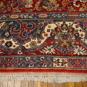 Antique Persian Bakhtiari Carpet 15'6"×16'10" Black Field, Teal Blue Border, Mid 20th Century, Circa 1940 - detail view 4