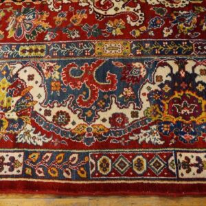 Antique Persian Bakhtiari Carpet 15'6"×16'10" Black Field, Teal Blue Border, Mid 20th Century, Circa 1940 - detail view 5