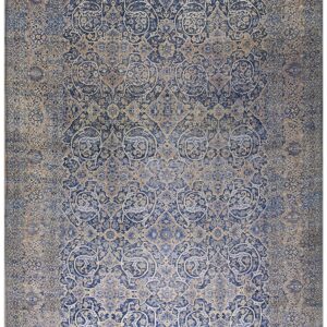 Antique Persian Bakhtiari Rug 12'×18' Dark Blue, Peach Border, Circa 1920