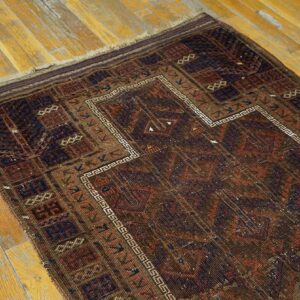 Antique Persian Baluch Prayer Rug 3'Ã—4'6" Hand-Knotted Wool, 19th Century - detail view 3