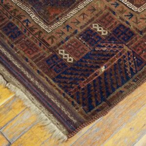 Antique Persian Baluch Prayer Rug 3'Ã—4'6" Hand-Knotted Wool, 19th Century - detail view 4