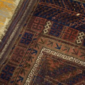Antique Persian Baluch Prayer Rug 3'Ã—4'6" Hand-Knotted Wool, 19th Century - detail view 6
