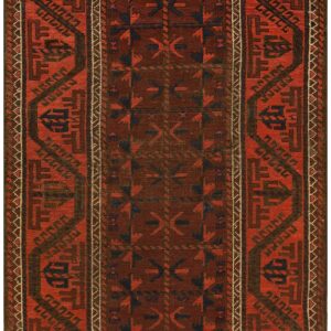 Antique Persian Baluch Turkmen Rug, Hand-Knotted Wool, Central Asian Tribal
