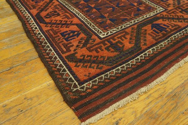 Antique persian baluch turkmen rug, hand-knotted wool, central asian tribal - detail view 2
