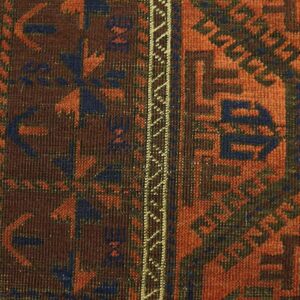 Antique Persian Baluch Turkmen Rug, Hand-Knotted Wool, Central Asian Tribal - detail view 4