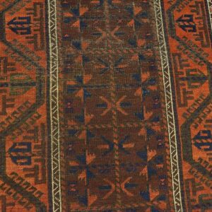 Antique Persian Baluch Turkmen Rug, Hand-Knotted Wool, Central Asian Tribal - detail view 6
