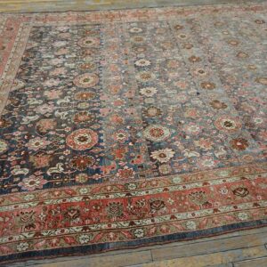 Antique Persian Bijar Rug 9'Ã—14' Hand-Woven Wool, Densely Packed - detail view 9