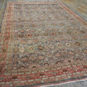 Antique Persian Bijar Rug 9'Ã—14' Hand-Woven Wool, Densely Packed - detail view 10