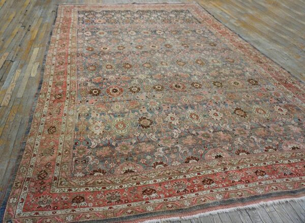 Antique persian bijar rug 9'ã—14' hand-woven wool, densely packed - detail view 10