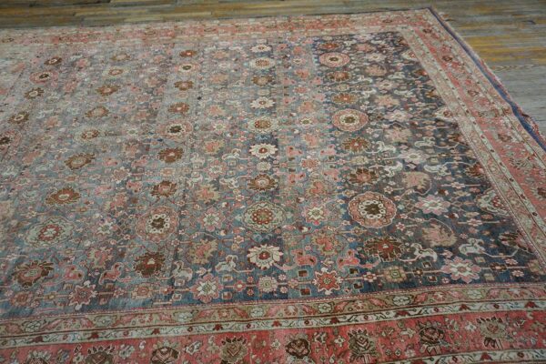 Antique persian bijar rug 9'ã—14' hand-woven wool, densely packed - detail view 11