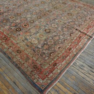 Antique Persian Bijar Rug 9'Ã—14' Hand-Woven Wool, Densely Packed - detail view 2
