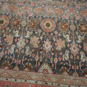 Antique Persian Bijar Rug 9'Ã—14' Hand-Woven Wool, Densely Packed - detail view 3