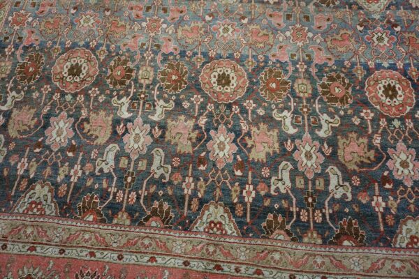 Antique persian bijar rug 9'ã—14' hand-woven wool, densely packed - detail view 3