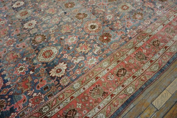 Antique persian bijar rug 9'ã—14' hand-woven wool, densely packed - detail view 4