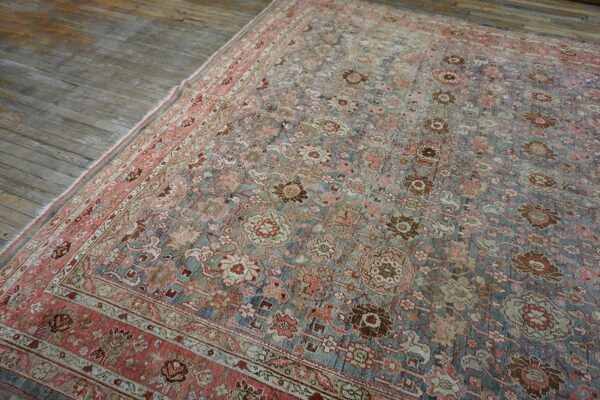 Antique persian bijar rug 9'ã—14' hand-woven wool, densely packed - detail view 6